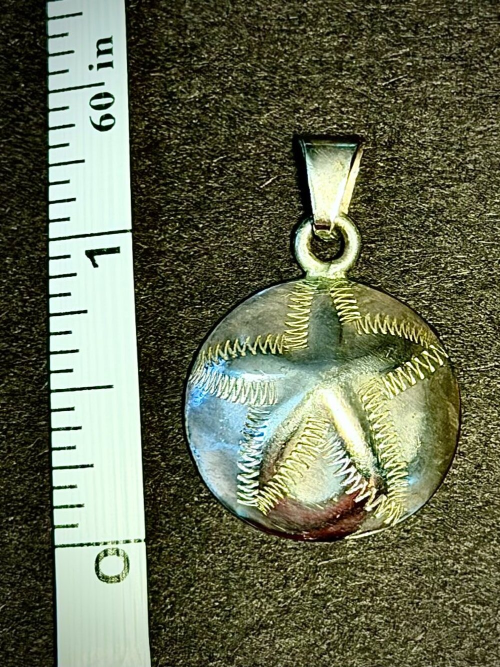 Silver Sand Dollar Pendant Engraved Domed Ocean Beach Jewelry